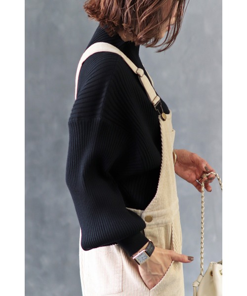 Bonjour Sagan（ボンジュールサガン）の「リブドルマンプルオーバー（ニット/セーター・レディース・ブラック/グリーン/アイボリー/イエロー・FREE）」の12枚目の写真