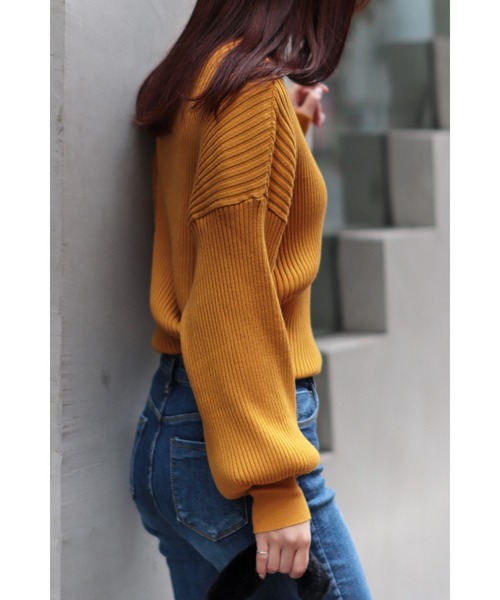 Bonjour Sagan（ボンジュールサガン）の「リブドルマンプルオーバー（ニット/セーター・レディース・ブラック/グリーン/アイボリー/イエロー・FREE）」の17枚目の写真