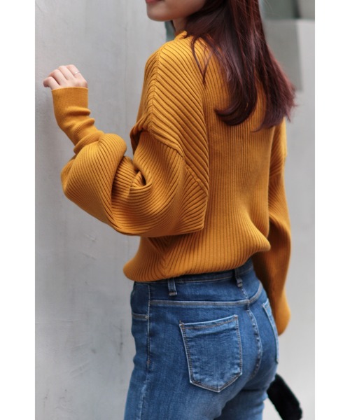 Bonjour Sagan（ボンジュールサガン）の「リブドルマンプルオーバー（ニット/セーター・レディース・ブラック/グリーン/アイボリー/イエロー・FREE）」の18枚目の写真