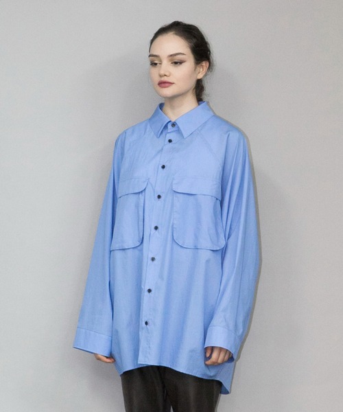 マイビューティフルランドレット 21SS テクノラグランショートスリーブシャツ my beautiful landlet - NYLON TAFFETA BIG RAGLAN SHIRT