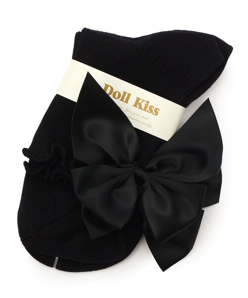 DOLL KISS(ドールキス)の「9色展開◆BIGリボン付きクルーソックス 靴下(ソックス/靴下・レディース・ホワイト/アイボリー/ワインレッド/ホワイト系9/ブラック系8/パープル系/ピンク系/ワイン系9/ブルー・99)」の4枚目の写真