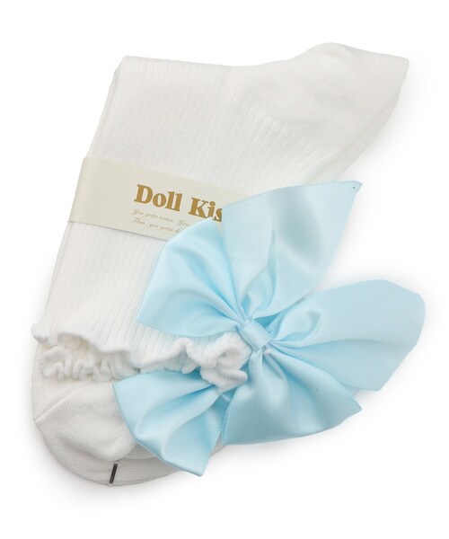 DOLL KISS(ドールキス)の「9色展開◆BIGリボン付きクルーソックス 靴下(ソックス/靴下・レディース・ホワイト/アイボリー/ワインレッド/ホワイト系9/ブラック系8/パープル系/ピンク系/ワイン系9/ブルー・99)」の5枚目の写真