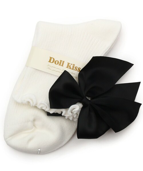 DOLL KISS(ドールキス)の「9色展開◆BIGリボン付きクルーソックス 靴下(ソックス/靴下・レディース・ホワイト/アイボリー/ワインレッド/ホワイト系9/ブラック系8/パープル系/ピンク系/ワイン系9/ブルー・99)」の3枚目の写真