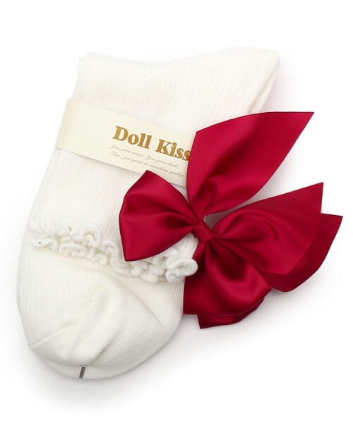 DOLL KISS(ドールキス)の「9色展開◆BIGリボン付きクルーソックス 靴下(ソックス/靴下・レディース・ホワイト/アイボリー/ワインレッド/ホワイト系9/ブラック系8/パープル系/ピンク系/ワイン系9/ブルー・99)」の10枚目の写真