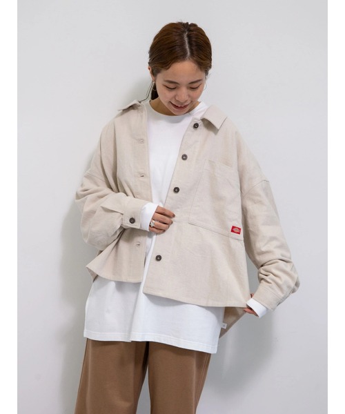 Dickies（ディッキーズ）の「【WEB限定】Dickiesビックシルエットカバーオール ＊（ミリタリージャケット・レディース・アイボリー/グリーン・MEDIUM）」の7枚目の写真