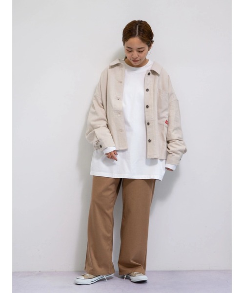 Dickies（ディッキーズ）の「【WEB限定】Dickiesビックシルエットカバーオール ＊（ミリタリージャケット・レディース・アイボリー/グリーン・MEDIUM）」の10枚目の写真