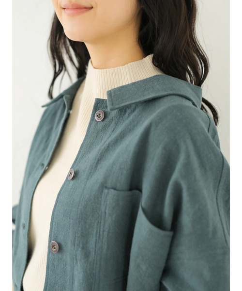 Dickies（ディッキーズ）の「【WEB限定】Dickiesビックシルエットカバーオール ＊（ミリタリージャケット・レディース・アイボリー/グリーン・MEDIUM）」の14枚目の写真