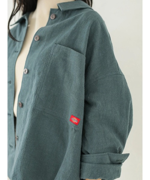 Dickies（ディッキーズ）の「【WEB限定】Dickiesビックシルエットカバーオール ＊（ミリタリージャケット・レディース・アイボリー/グリーン・MEDIUM）」の6枚目の写真