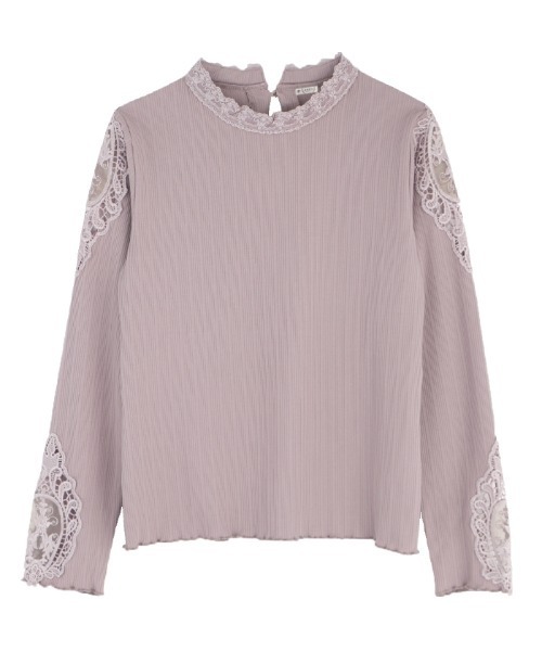 axes femme（アクシーズファム）の「オーガンジーレースリブＰＯ（Tシャツ/カットソー・レディース・ブラック/ラベンダー/キナリ・MEDIUM）」の3枚目の写真