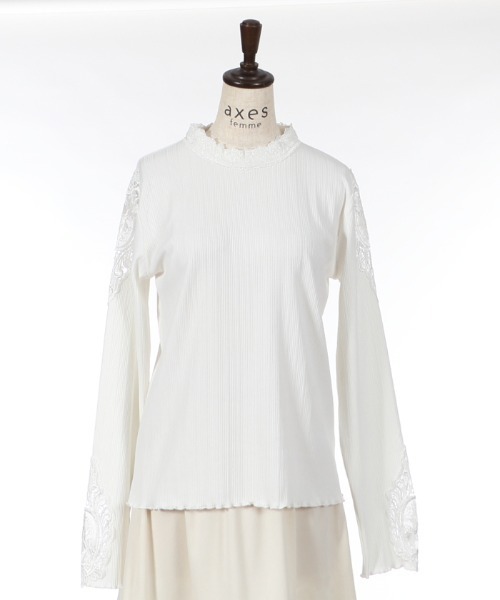 axes femme（アクシーズファム）の「オーガンジーレースリブＰＯ（Tシャツ/カットソー・レディース・ブラック/ラベンダー/キナリ・MEDIUM）」の8枚目の写真