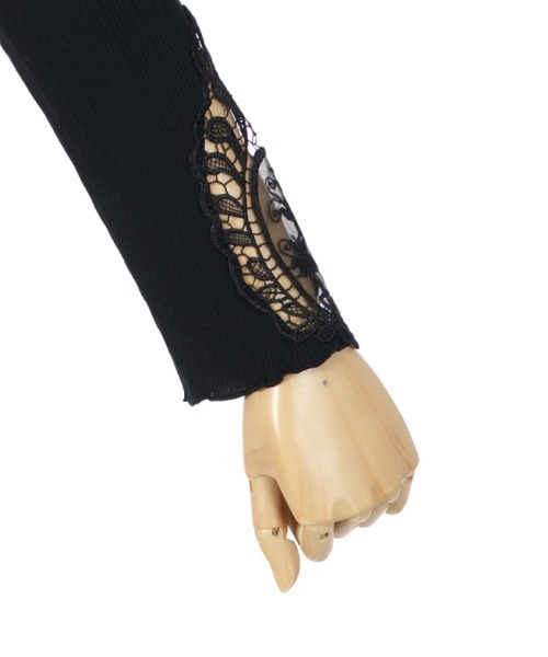 axes femme（アクシーズファム）の「オーガンジーレースリブＰＯ（Tシャツ/カットソー・レディース・ブラック/ラベンダー/キナリ・MEDIUM）」の6枚目の写真