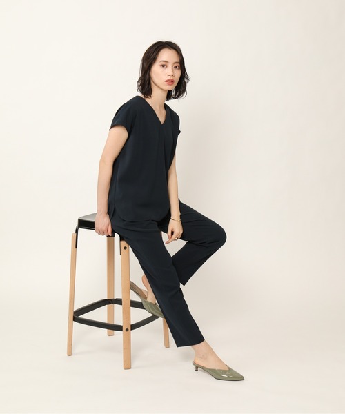 KASHIYAMA（カシヤマ）の「＜WASHABLE＞オックス 2wayストレッチ 1タックテーパードパンツ（その他パンツ・レディース・カーキ/ネイビー/キャメル/ベージュ・マルチサイズ）」の3枚目の写真