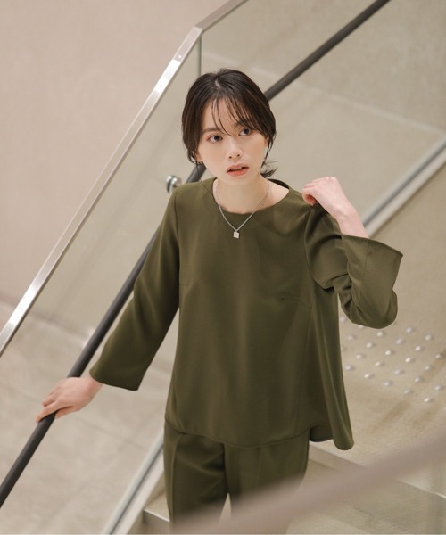 KASHIYAMA（カシヤマ）の「＜WASHABLE＞オックス 2wayストレッチ 1タックテーパードパンツ（その他パンツ・レディース・カーキ/ネイビー/キャメル/ベージュ・マルチサイズ）」の9枚目の写真