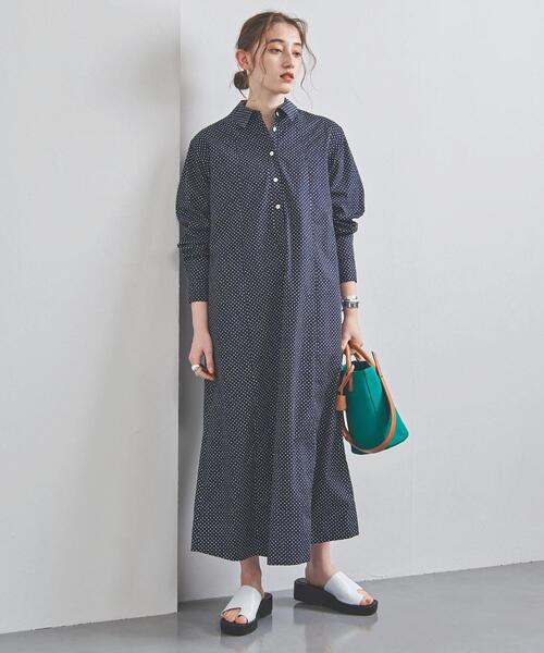 dahl'ia（ダリア）の「＜dahl'ia（ダリア）＞ドット シャツワンピース（シャツワンピース・レディース・レッド/ネイビー・FREE）」の2枚目の写真