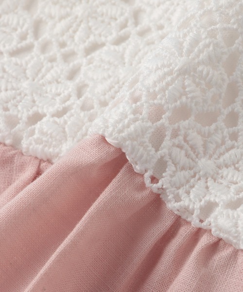 petit main（プティマイン）の「花レース切り替えワンピース×半袖ロンパースセット（ロンパース・キッズ・ライトグリーン/ライトピンク・70cm/80ｃｍ）」の13枚目の写真