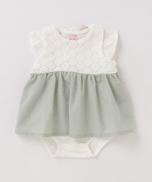 petit main（プティマイン）の「花レース切り替えワンピース×半袖ロンパースセット（ロンパース・キッズ・ライトグリーン/ライトピンク・70cm/80ｃｍ）」の15枚目の写真