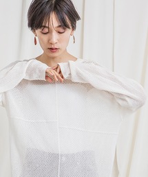 パッチワークメッシュニットプルオーバー