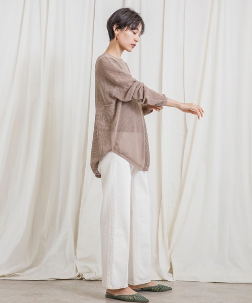 CIENA（シエナ）の「パッチワークメッシュニットプルオーバー（シャツ/ブラウス・レディース・ブラック/ホワイト/グレー系その他/オレンジ・FREE）」の15枚目の写真