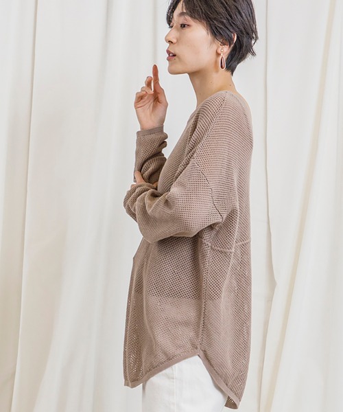 CIENA（シエナ）の「パッチワークメッシュニットプルオーバー（シャツ/ブラウス・レディース・ブラック/ホワイト/グレー系その他/オレンジ・FREE）」の17枚目の写真