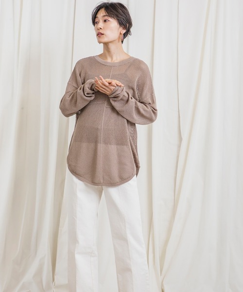 CIENA（シエナ）の「パッチワークメッシュニットプルオーバー（シャツ/ブラウス・レディース・ブラック/ホワイト/グレー系その他/オレンジ・FREE）」の19枚目の写真