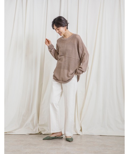 CIENA（シエナ）の「パッチワークメッシュニットプルオーバー（シャツ/ブラウス・レディース・ブラック/ホワイト/グレー系その他/オレンジ・FREE）」の20枚目の写真