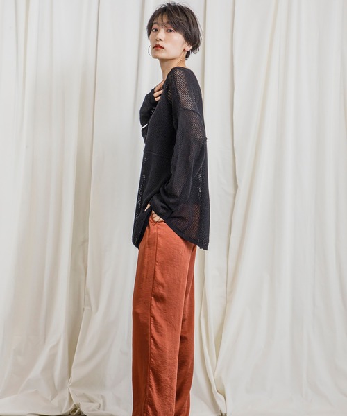CIENA（シエナ）の「パッチワークメッシュニットプルオーバー（シャツ/ブラウス・レディース・ブラック/ホワイト/グレー系その他/オレンジ・FREE）」の8枚目の写真