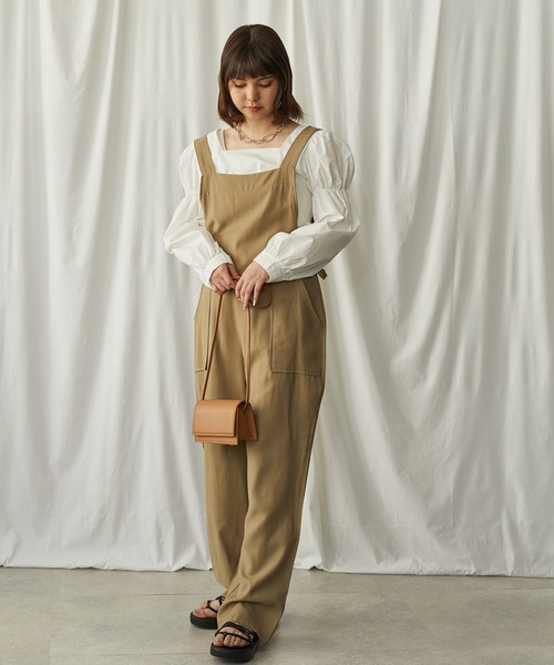 toucher du brise(トゥシェドブリーズ)の「ワイドサロペット(サロペット/オーバーオール・レディース・ブラック/ベージュ/カーキ・M)」の12枚目の写真