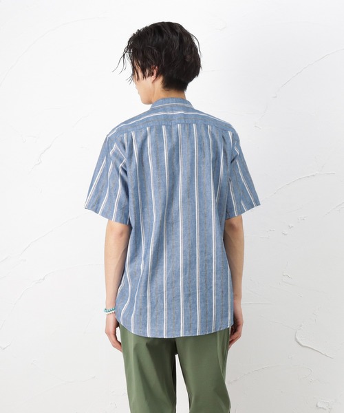 NAVY(ネイビー)の「ハイブリッドリネン 半袖シャツ(シャツ/ブラウス・メンズ・ベージュ/ネイビー/グレー/ブルー・S/M/L/XL)」の10枚目の写真