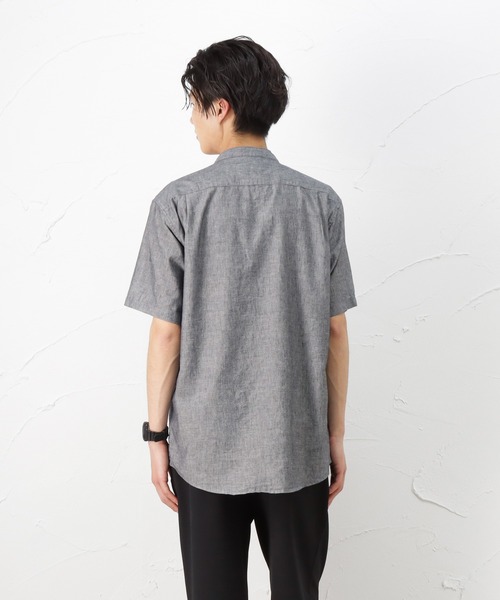 NAVY(ネイビー)の「ハイブリッドリネン 半袖シャツ(シャツ/ブラウス・メンズ・ベージュ/ネイビー/グレー/ブルー・S/M/L/XL)」の15枚目の写真