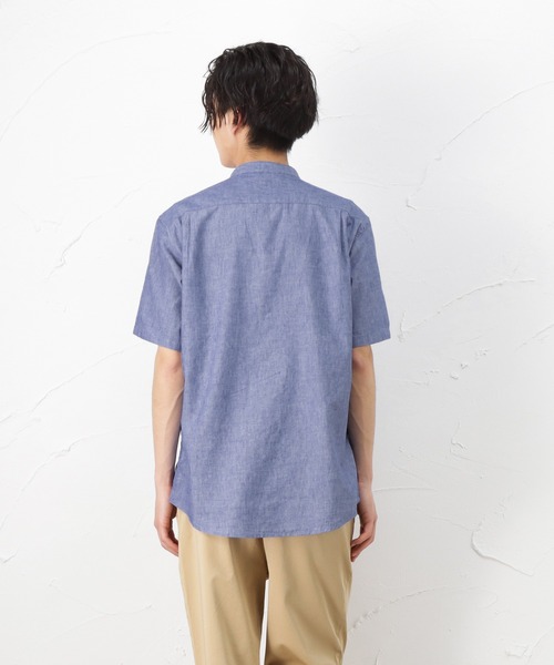 NAVY(ネイビー)の「ハイブリッドリネン 半袖シャツ(シャツ/ブラウス・メンズ・ベージュ/ネイビー/グレー/ブルー・S/M/L/XL)」の20枚目の写真