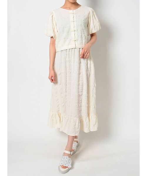 merry jenny(メリージェニー)の「フクレジャガードフレアスカート【セットアップ着用可能】(スカート・レディース・ライトブルー/ブラック/アイボリー・FREE)」の13枚目の写真