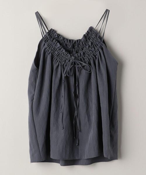 ASTRAET（アストラット）の「＜ASTRAET（アストラット）＞ギャザー バックリボン キャミソール（キャミソール・レディース・オフホワイト/ダークグレー・FREE）」の6枚目の写真