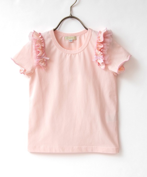 panpantutu（パンパンチュチュ）の「フリルショルダートップス(半袖)(110-130cm)（Tシャツ/カットソー・キッズ・レモンイエロー/ベビーピンク/ライトベージュ/ミント/ピンク系その他/ローズ/ネイビー・120cm/110cm/130cm）」の5枚目の写真