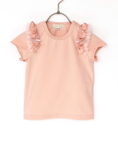 panpantutu（パンパンチュチュ）の「フリルショルダートップス(半袖)(110-130cm)（Tシャツ/カットソー・キッズ・レモンイエロー/ベビーピンク/ライトベージュ/ミント/ピンク系その他/ローズ/ネイビー・120cm/110cm/130cm）」の6枚目の写真