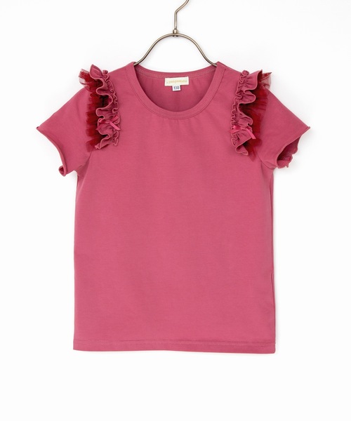 panpantutu（パンパンチュチュ）の「フリルショルダートップス(半袖)(110-130cm)（Tシャツ/カットソー・キッズ・レモンイエロー/ベビーピンク/ライトベージュ/ミント/ピンク系その他/ローズ/ネイビー・120cm/110cm/130cm）」の7枚目の写真