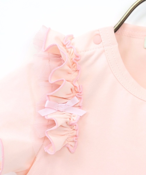 panpantutu（パンパンチュチュ）の「フリルショルダートップス(半袖)(110-130cm)（Tシャツ/カットソー・キッズ・レモンイエロー/ベビーピンク/ライトベージュ/ミント/ピンク系その他/ローズ/ネイビー・120cm/110cm/130cm）」の9枚目の写真