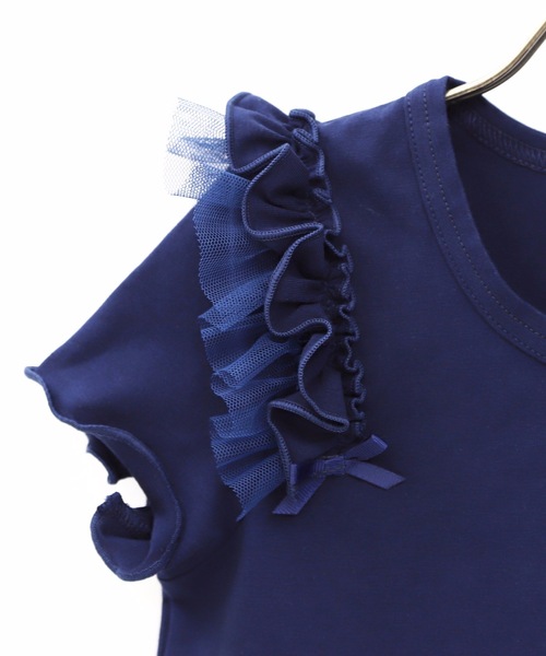 panpantutu（パンパンチュチュ）の「フリルショルダートップス(半袖)(110-130cm)（Tシャツ/カットソー・キッズ・レモンイエロー/ベビーピンク/ライトベージュ/ミント/ピンク系その他/ローズ/ネイビー・120cm/110cm/130cm）」の10枚目の写真