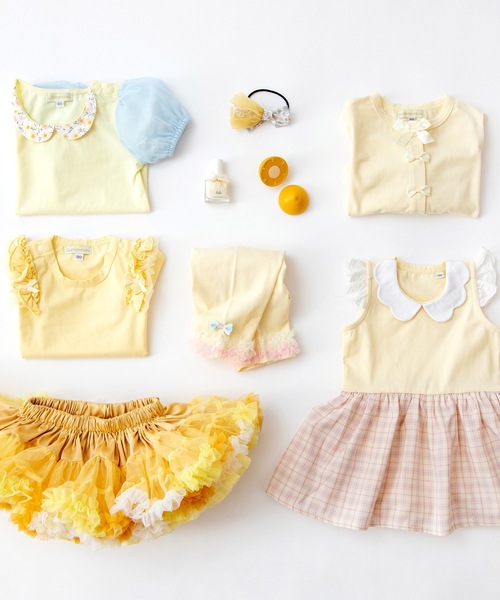 panpantutu（パンパンチュチュ）の「フリルショルダートップス(半袖)(110-130cm)（Tシャツ/カットソー・キッズ・レモンイエロー/ベビーピンク/ライトベージュ/ミント/ピンク系その他/ローズ/ネイビー・120cm/110cm/130cm）」の15枚目の写真