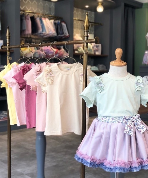 panpantutu（パンパンチュチュ）の「フリルショルダートップス(半袖)(110-130cm)（Tシャツ/カットソー・キッズ・レモンイエロー/ベビーピンク/ライトベージュ/ミント/ピンク系その他/ローズ/ネイビー・120cm/110cm/130cm）」の22枚目の写真