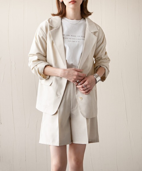 Chillfar（チルファー）の「カラーシャツジャケット（テーラードジャケット・レディース・ブラック/オレンジ/グリーン/アイボリー/マスタード/グレイッシュベージュ・FREE）」の16枚目の写真