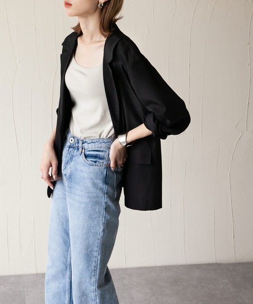 Chillfar（チルファー）の「カラーシャツジャケット（テーラードジャケット・レディース・ブラック/オレンジ/グリーン/アイボリー/マスタード/グレイッシュベージュ・FREE）」の21枚目の写真