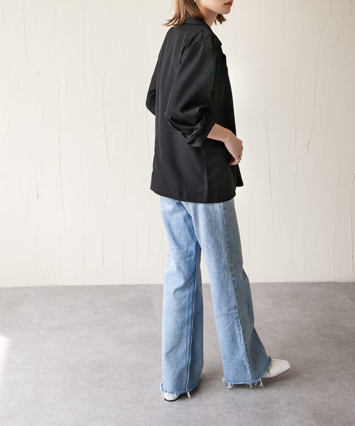 Chillfar（チルファー）の「カラーシャツジャケット（テーラードジャケット・レディース・ブラック/オレンジ/グリーン/アイボリー/マスタード/グレイッシュベージュ・FREE）」の22枚目の写真