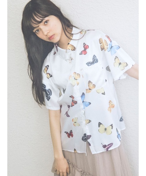 merry jenny（メリージェニー）の「ハーフスリーブmothシャツ（シャツ/ブラウス・レディース・ブラック/オフホワイト・FREE）」の13枚目の写真