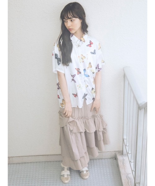 merry jenny（メリージェニー）の「ハーフスリーブmothシャツ（シャツ/ブラウス・レディース・ブラック/オフホワイト・FREE）」の16枚目の写真