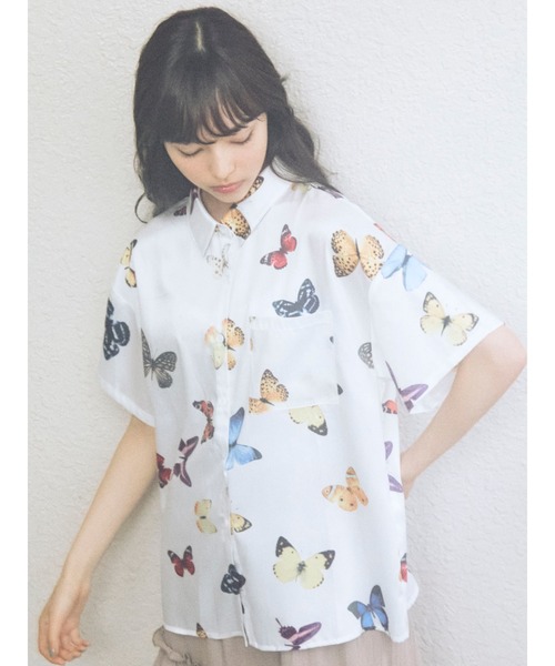 merry jenny（メリージェニー）の「ハーフスリーブmothシャツ（シャツ/ブラウス・レディース・ブラック/オフホワイト・FREE）」の17枚目の写真