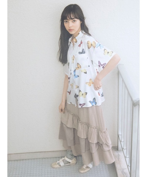 merry jenny（メリージェニー）の「ハーフスリーブmothシャツ（シャツ/ブラウス・レディース・ブラック/オフホワイト・FREE）」の18枚目の写真