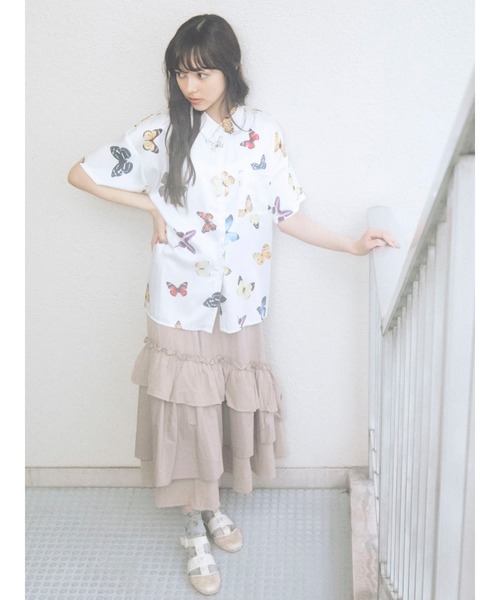 merry jenny（メリージェニー）の「ハーフスリーブmothシャツ（シャツ/ブラウス・レディース・ブラック/オフホワイト・FREE）」の19枚目の写真