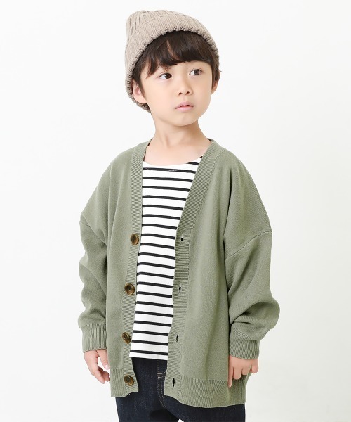 devirock（デビロック）の「コットン混リラックスカーディガン（カーディガン/ボレロ・キッズ・ブラック/ヘザーチャコール/ライトカーキ/ベージュ/杢グレー/ライトブラウン・150cm/140cm/160cm/120cm/110cm/100cm/130cm）」の6枚目の写真