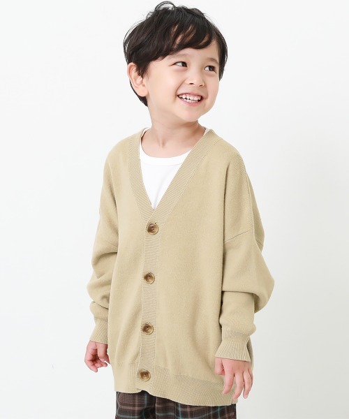 devirock（デビロック）の「コットン混リラックスカーディガン（カーディガン/ボレロ・キッズ・ブラック/ヘザーチャコール/ライトカーキ/ベージュ/杢グレー/ライトブラウン・150cm/140cm/160cm/120cm/110cm/100cm/130cm）」の5枚目の写真