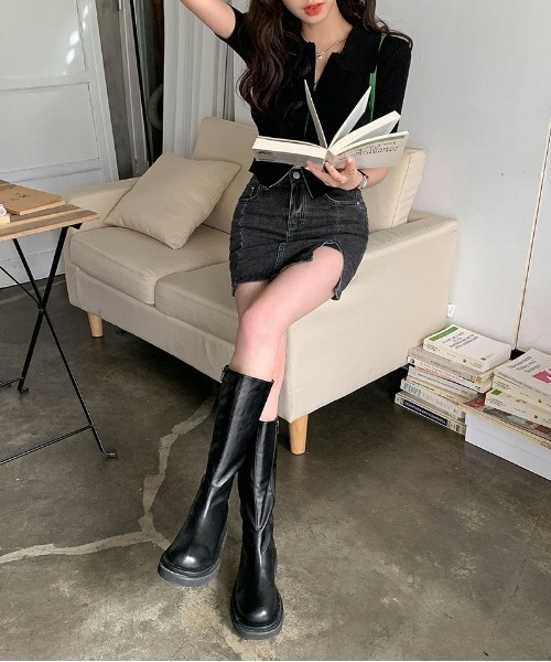 merongshop（メロンショップ）の「MERONGSHOP カラージップアップクロップカットソー（Tシャツ/カットソー・レディース・ホワイト/ブラック・FREE）」の12枚目の写真